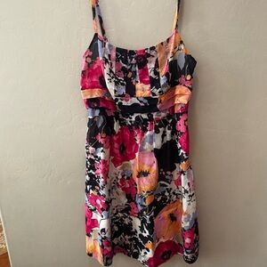 New York & Company Pink and Dark Blue  Floral Mini Dress